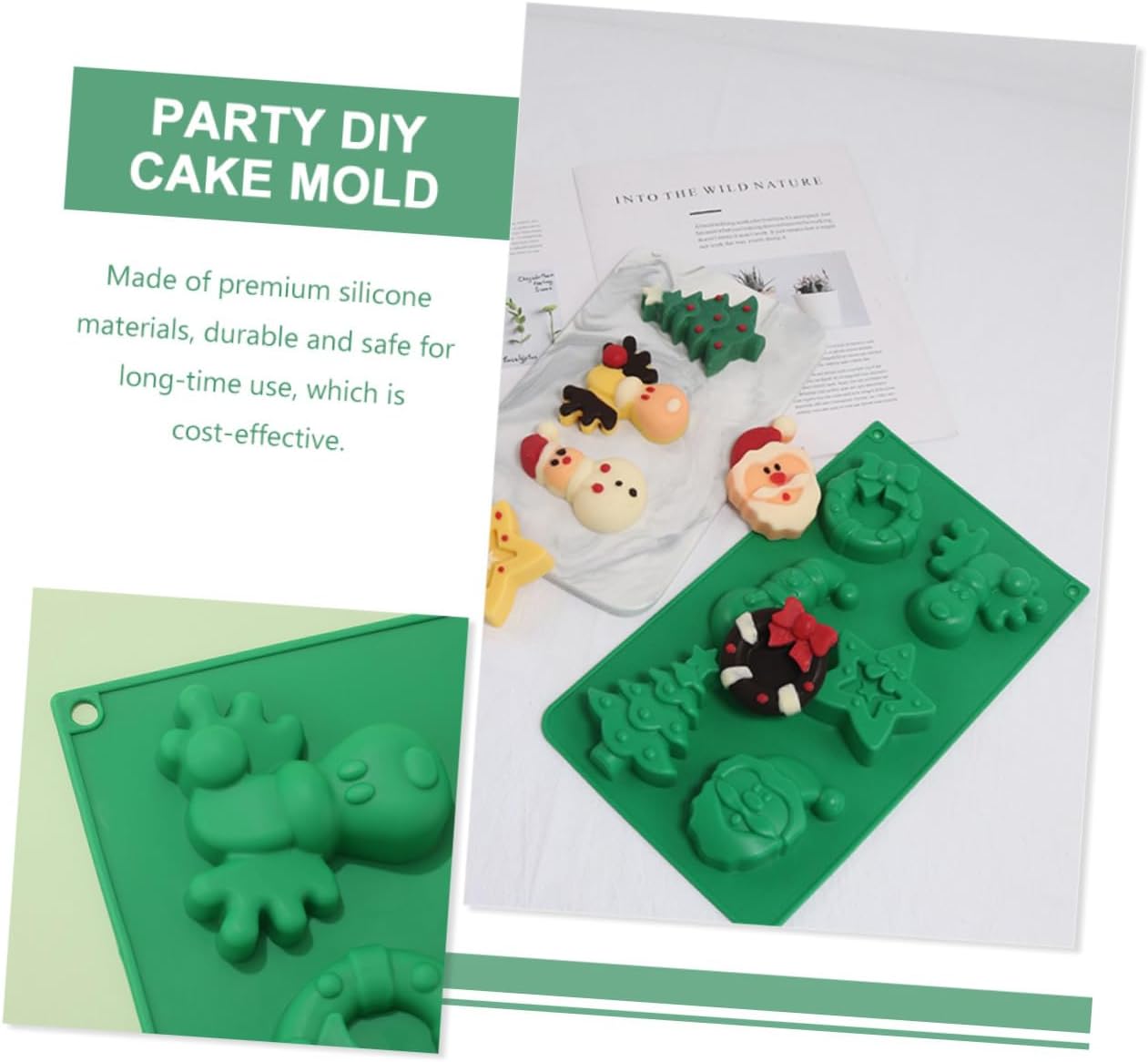 Abaodam 4 moldes de silicona para tartas de Navidad, mini malvaviscos para chocolate caliente, caramelo de Navidad, árbol de Navidad, molde de