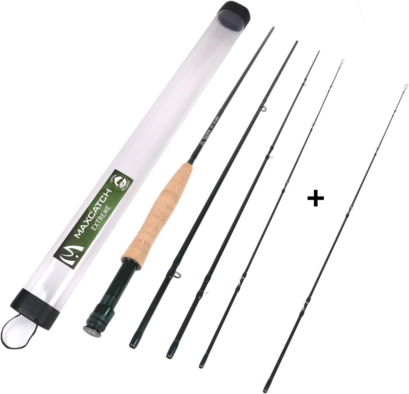 M MAXIMUMCATCH Maxcatch Extreme – Caña de pescar con mosca de grafito extremo, 4 piezas, 9 pies con carbono IM6 en blanco, guías cromadas duro,