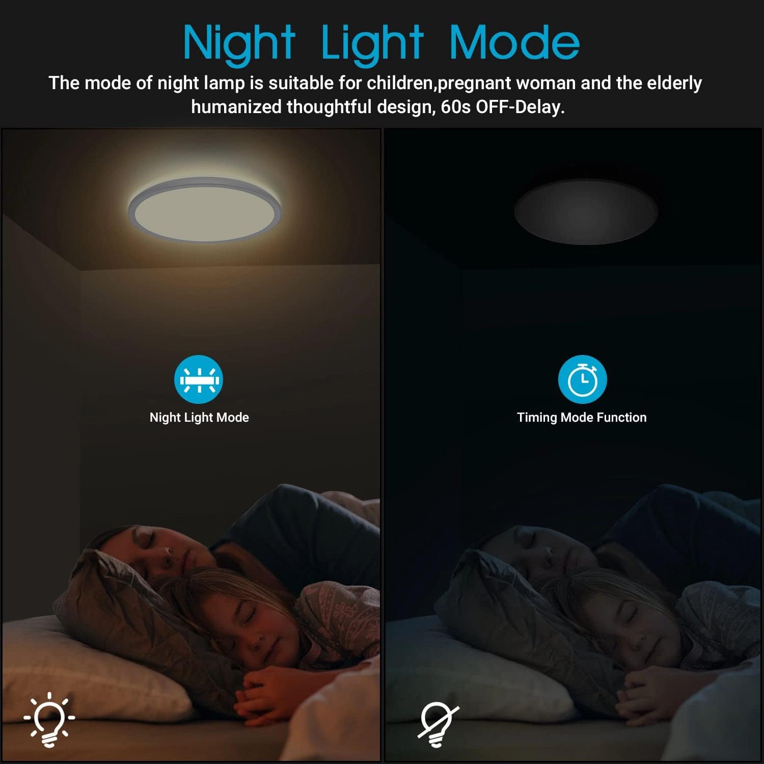 Lámpara de techo LED regulable de montaje empotrado con control remoto, lámpara de techo LED ultrafina de 12 pulgadas y 24 W, 3000 K-6500 K, color