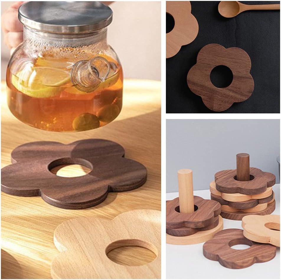 Estera de taza de café, posavasos de té de nogal negro, tapete creativo para bebidas para mesa de café, restaurantes, hoteles