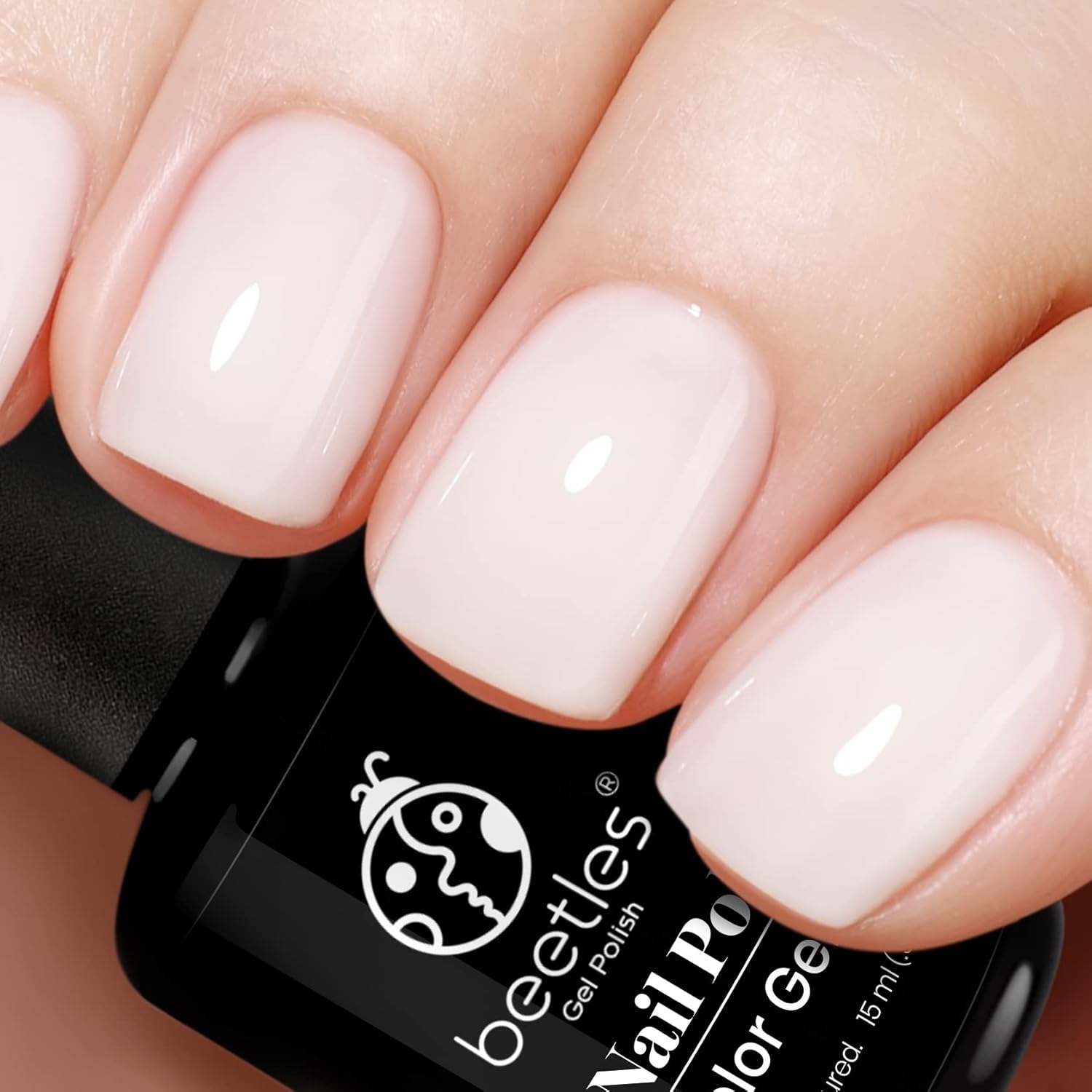Beetles Jelly Gel Nail Polish 15ml Neutral Nude Pink Set with 15ml Milky White Jelly Gel Polish Rose Cocktail Soak Off Translucent UV LED Nail Lamp