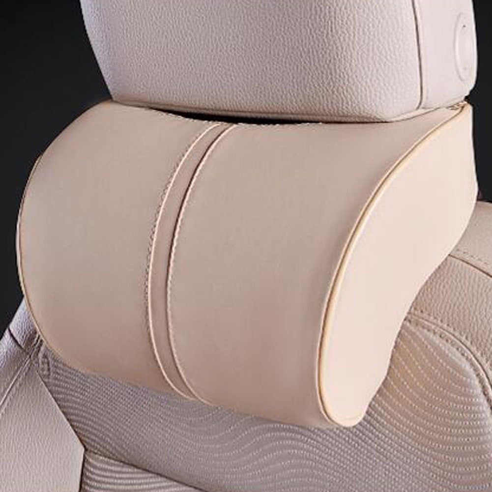 Almohada de apoyo para el cuello del asiento del automóvil, piel sintética suave + espuma viscoelástica, almohadilla de apoyo para la cabeza para