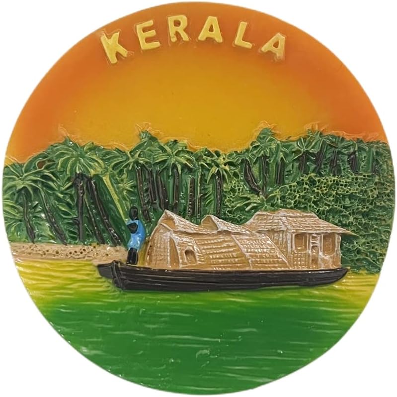 Kerala India – Imán de recuerdo para refrigerador 3D, resina hecha a mano Kerala para refrigerador, colección de decoración para el hogar y la cocina