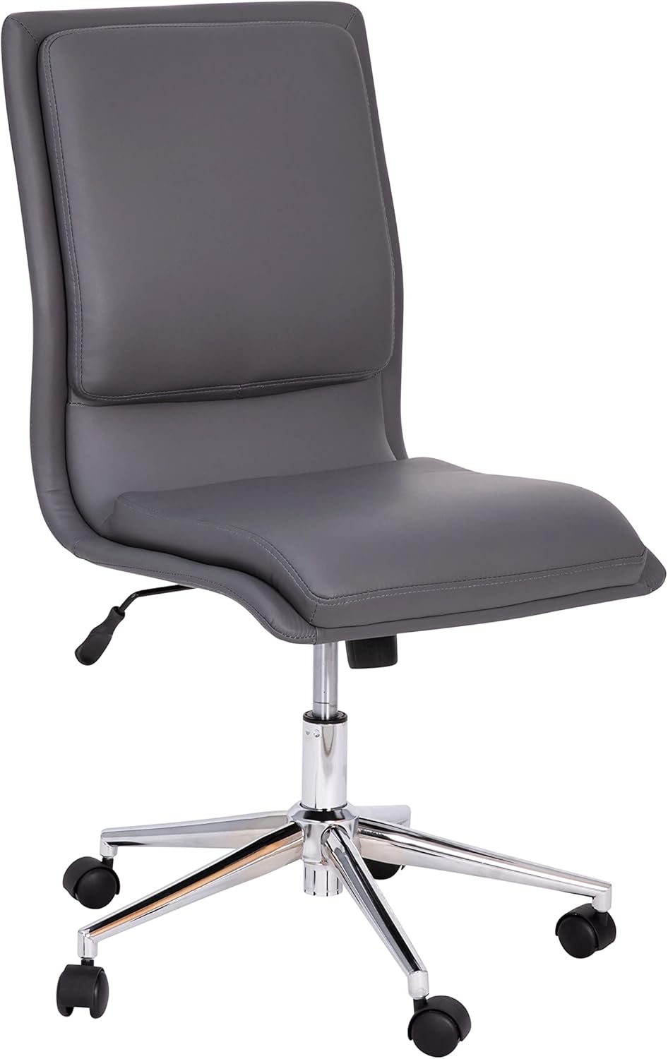 Flash Furniture Madigan – Silla de oficina Task  Lujosa tapicería gris LeatherSoft  Acolchado medio respaldo y asiento  Base cromada ajustable en