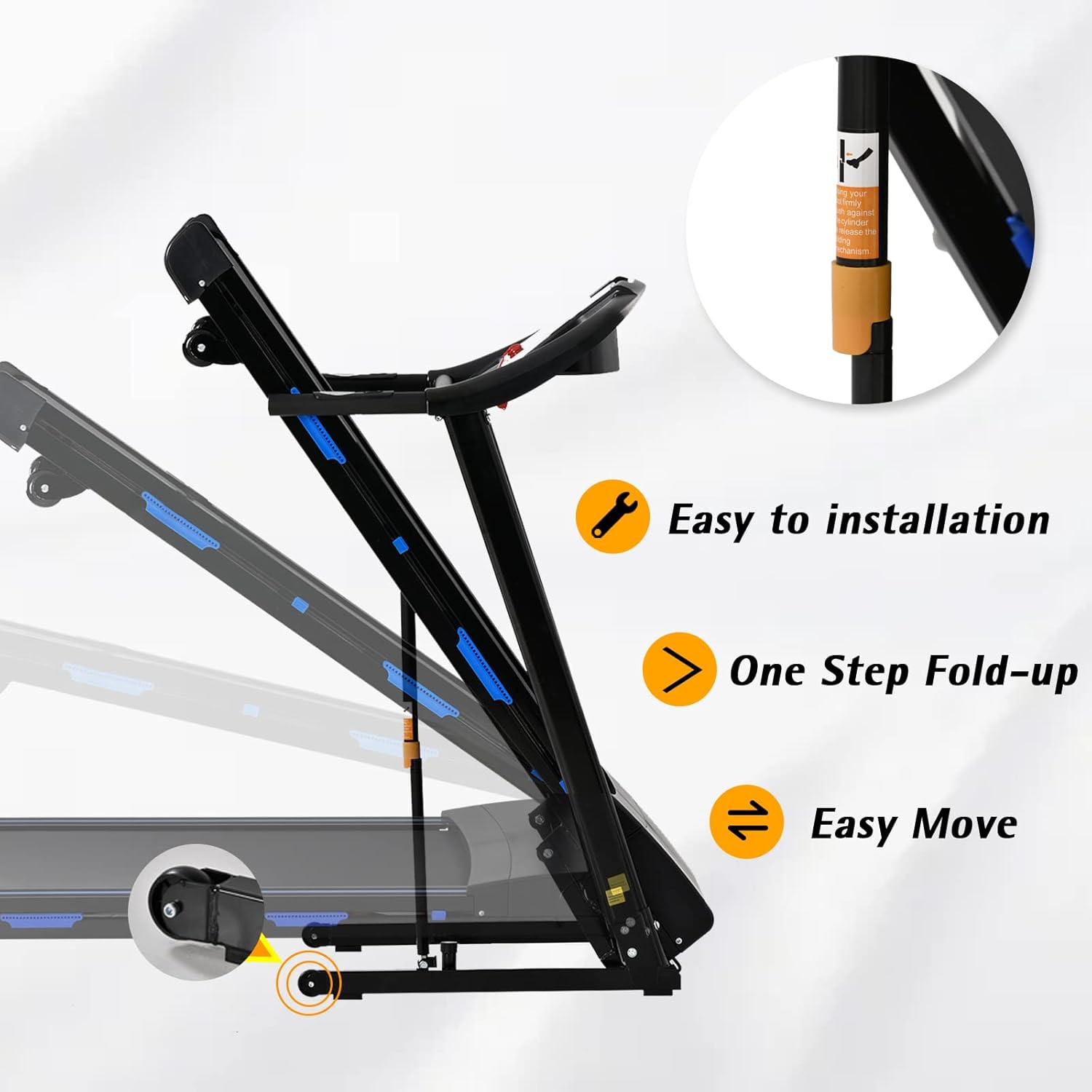 FYC Caminadora plegable con inclinación  330 libras de peso 3.5 HP Máquina eléctrica plegable para caminar con BluetoothAPP para el hogar, ejercicio