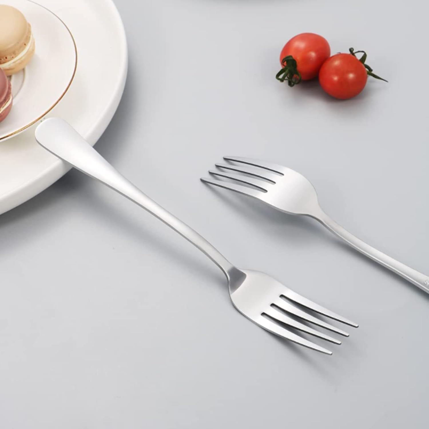 ENLOY – Juego de 12 tenedores de acero inoxidable de grado alimenticio, de 8 pulgadas, tenedores de mesa, tenedores de cubiertos, tenedores de