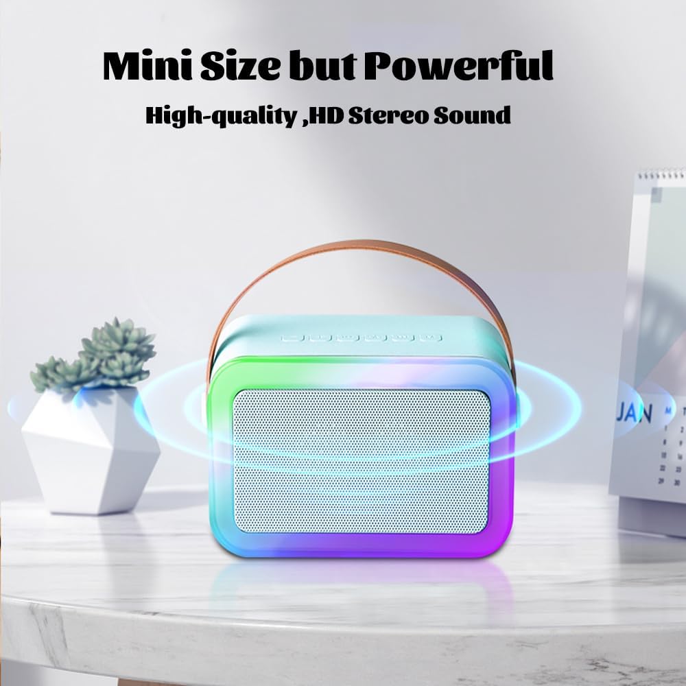 Altavoz Bluetooth impermeable IPX5, 10 W inalámbrico portátil estéreo para fiestas con luces LED, máquina de karaoke para adultos y niños con