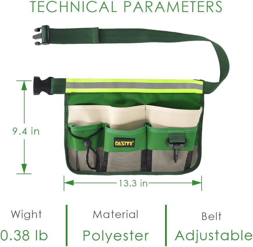 Fasite 7-Pocket Cinturón de herramientas para jardinería (bolsas de tipo riñonera con bolsillos colgantes)