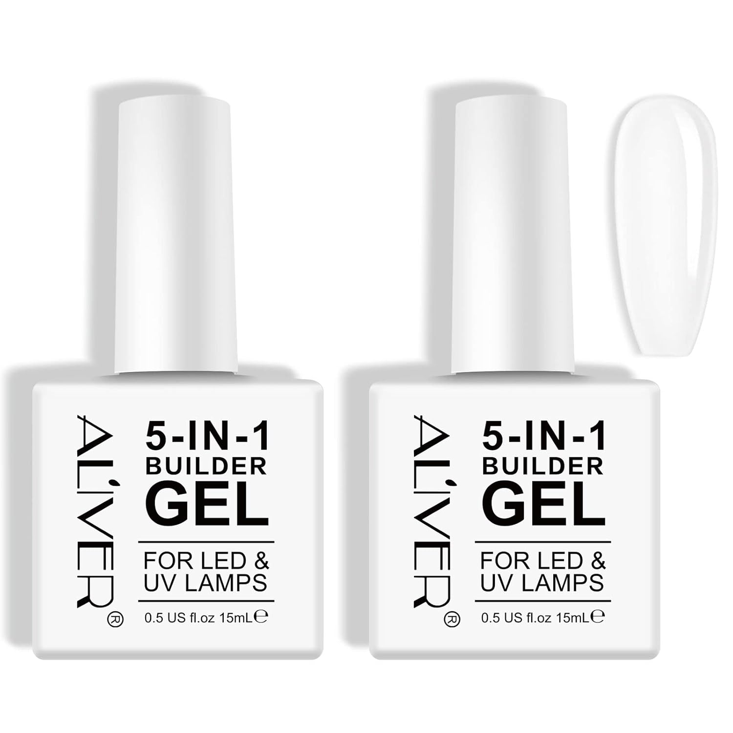 IKZEE Gel constructor 5 en 1, paquete de 2 gel fortalecedor base, geles de uñas constructores, gel de esmalte de uñas UVLED para extensión de uñas,