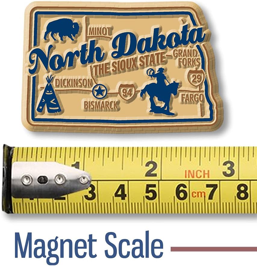 Classic Magnets – Imán estatal prémium de Dakota del Norte, 2.6 x 1.7 pulgadas, recuerdos coleccionables fabricados en los Estados Unidos
