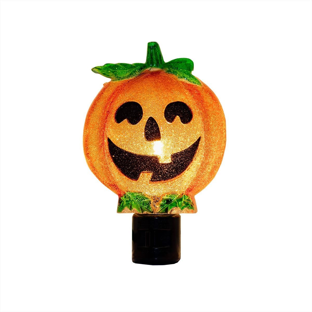 Novelty Lights Luz nocturna LED de calabaza para decoración de Halloween con enchufe giratorio
