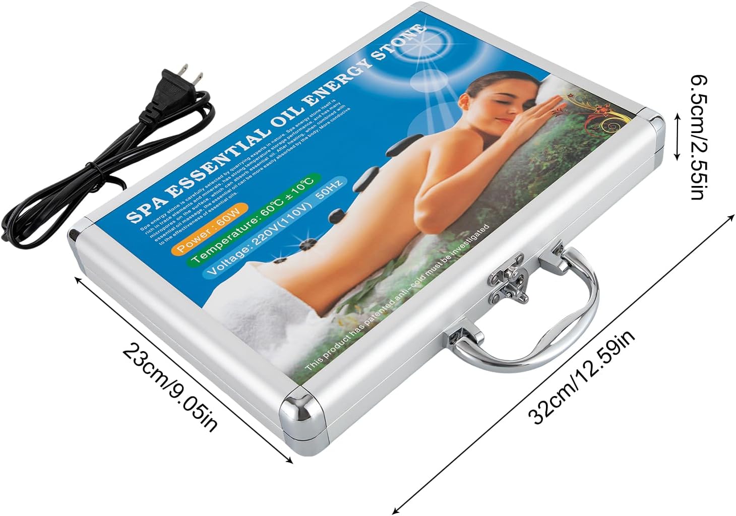 Eapmic Juego de 16 piedras calientes de basalto con piedras calientes, kit de piedras de masaje con caja calefactora para masaje corporal (incluye