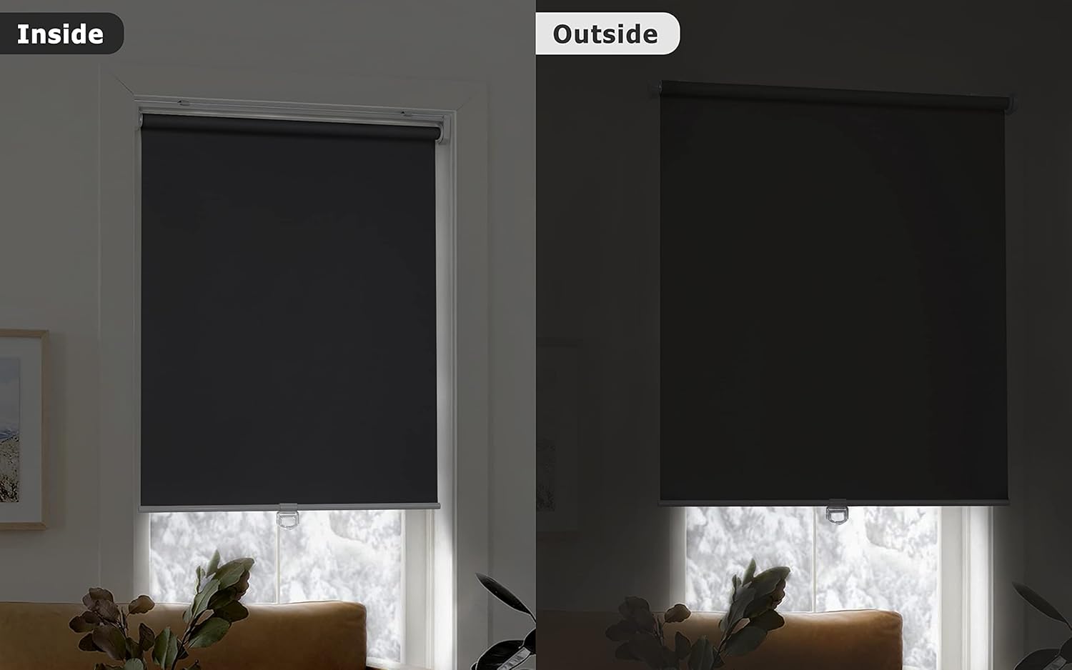 LazBlinds Persianas enrollables sin cordones, sin herramientas, sin taladro, 100 % opacas, tela impermeable, con aislamiento térmico, protección UV,