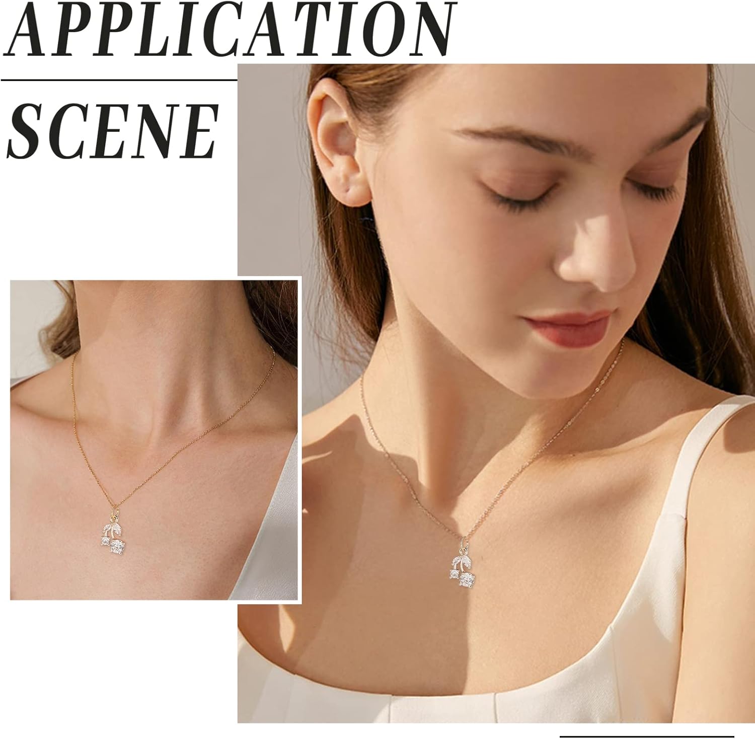 Beebeecraft 10 dijes de cereza transparente con circonita cúbica en forma de fruta, colgantes chapados en latón con circonita cúbica, plata y oro