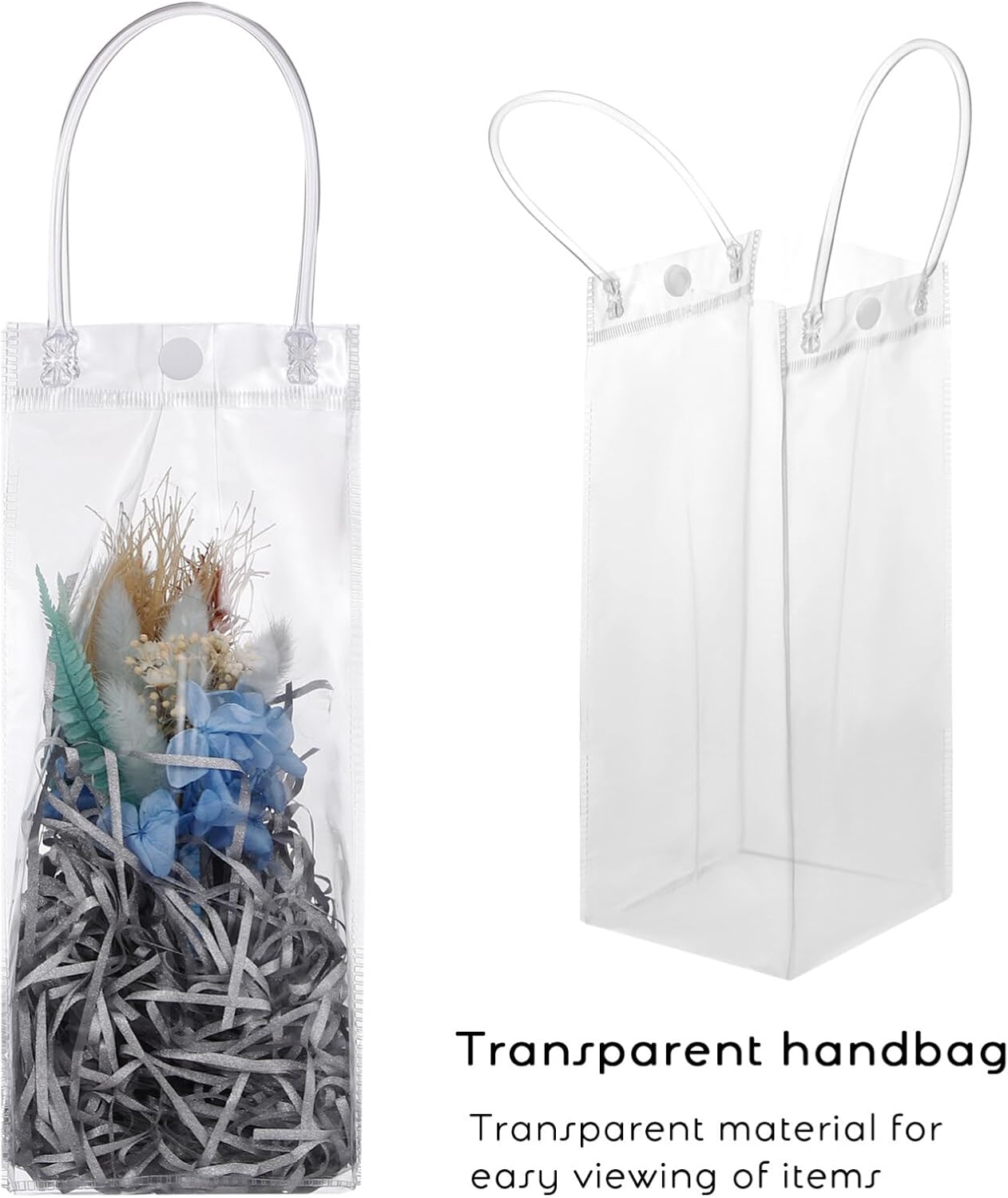 STOBAZA 15 bolsas de regalo, bolsas de regalo de plástico transparente a granel con asa, pequeñas bolsas transparentes para envolver regalo, bolsas