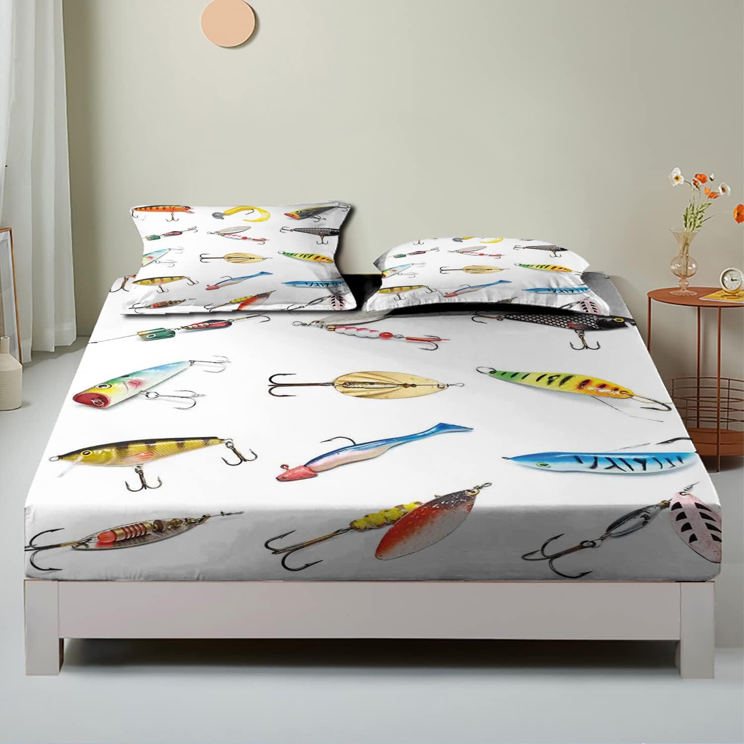 Juego de fundas de almohada con temática de pesca, tamaño individualindividual XL, patrón de temática de caza, juego de ropa de cama decorativo