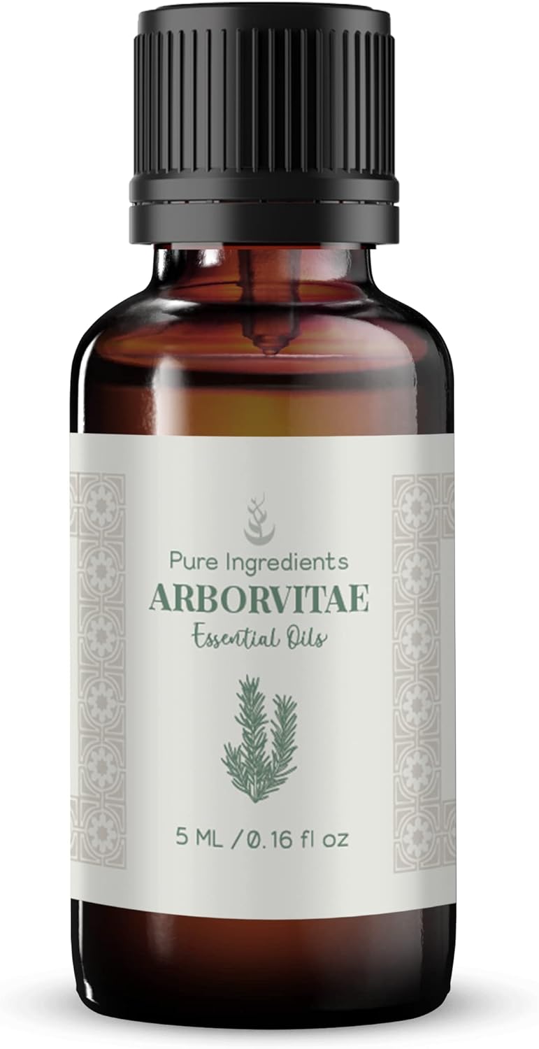 Pure Original Ingredients Aceite esencial de arborvitae puro aroma cálido y terroso, destilado al vapor (0.2 fl oz)