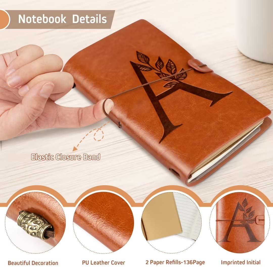 Diarios iniciales de cuero para escribir, regalos de Navidad para novio, cuaderno de viajeros personalizado, bloc de notas de lista de tareas