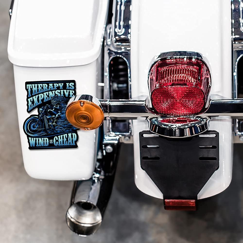 Therapy is Expensive, Wind is Cheap – Calcomanía de 7 pulgadas para motocicletas, automóviles, camiones, motocicletas, barcos y computadoras