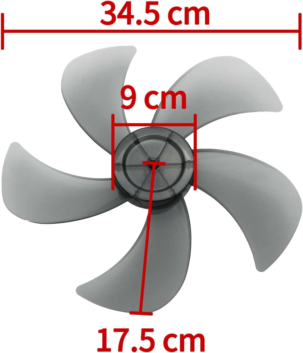 YOOJIA Hoja de ventilador silenciosa de plástico universal con cubierta de tuerca de repuesto para ventilador de pie ventilador de mesa gris #6 14