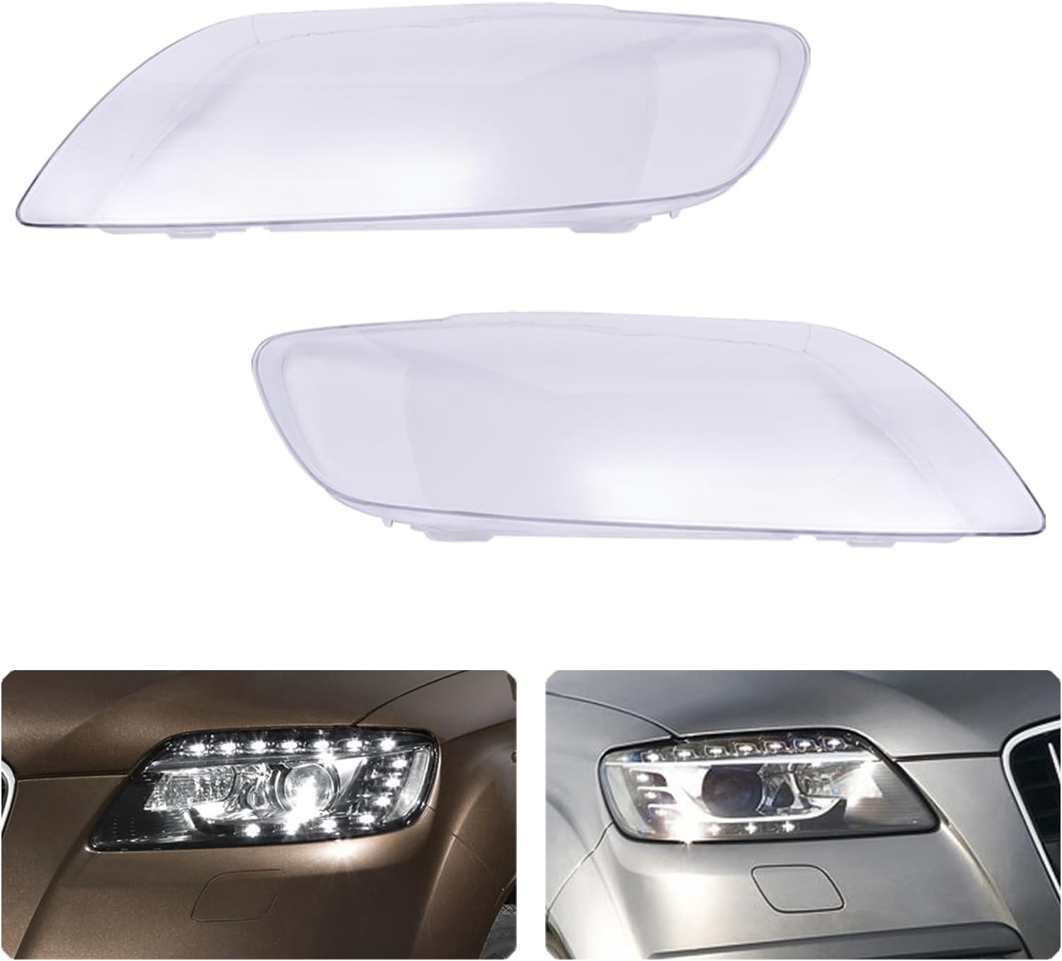 CNCEST Par de fundas de lente para faros delanteros, izquierdo y derecho, repuesto de pantalla para faros delanteros, compatibles con Audi Q7