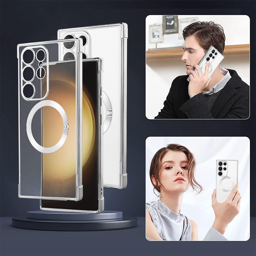 OOK Funda cuadrada para Samsung Galaxy S23 Ultra, compatible con Magsafe, funda magnética transparente para S23 ultra protección completa,