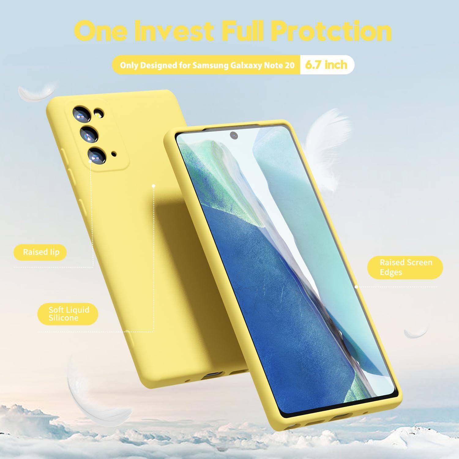 oakxco Funda de silicona líquida diseñada para Samsung Galaxy Note 20Note 20 5G, bonita funda delgada y delgada de goma TPU suave para mujeres y