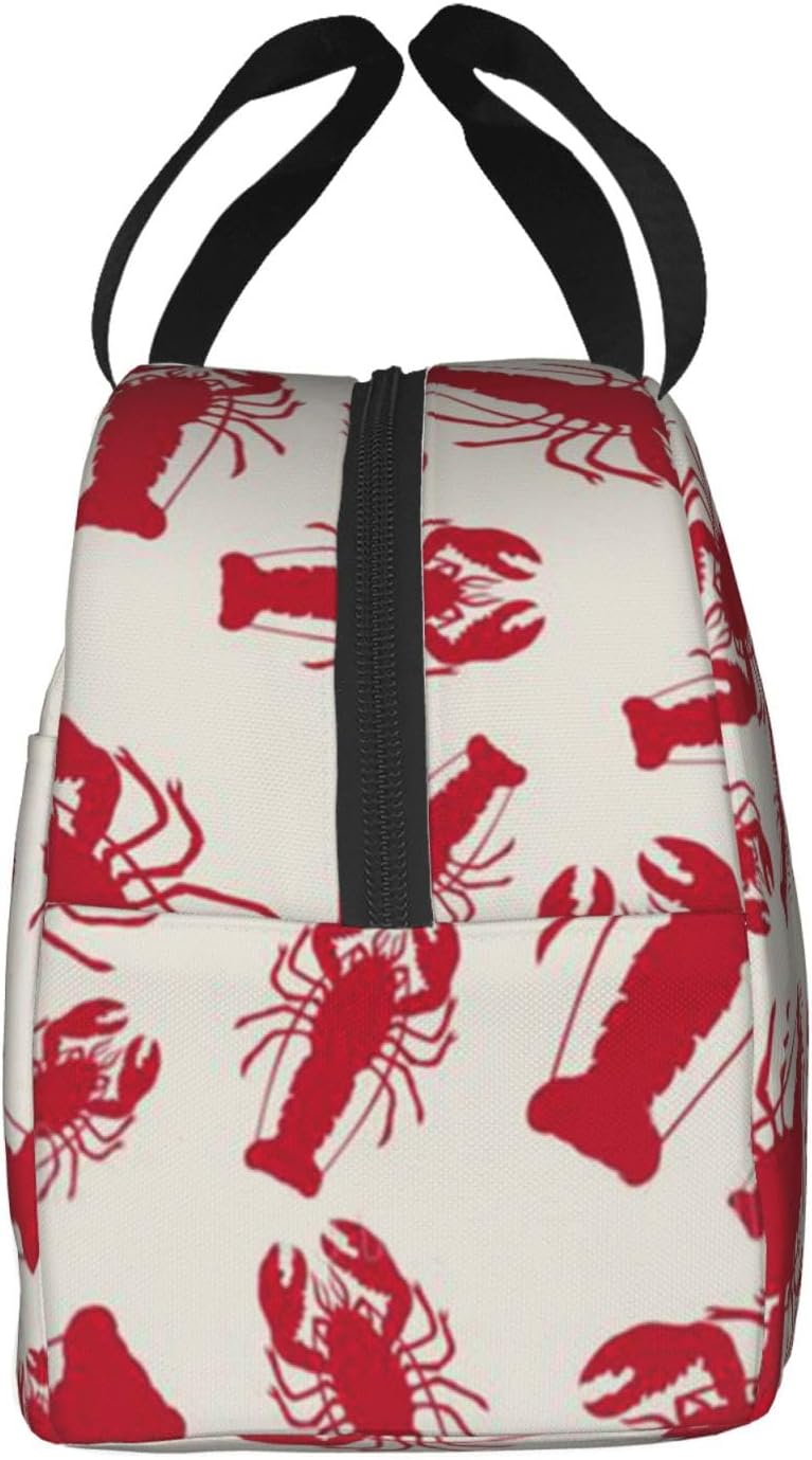 Lonchera estampada con langosta roja, bolsas de almuerzo aisladas para mujeres y hombres, lonchera reutilizable para el trabajo, picnic o viajes