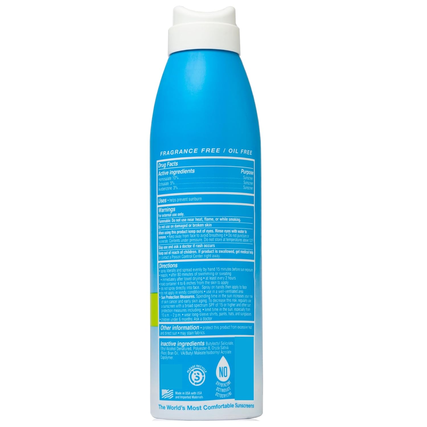 Protector solar en aerosol Surface Dry Touch, resistente al agua, amplio espectro UVAUVB, protección de secado rápido, libre de PABA, 6 onzas, SPF