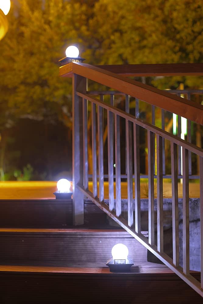 Luces solares para tapa de poste con 2 modos de luz, luces de poste de valla alimentadas por energía solar con lámpara de bola de vidrio agrietado,