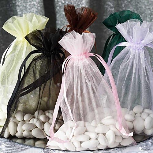 Efavormart – Paquete de 10 bolsas de organza roja con cordón de organza roja para regalo de boda, fiesta, paquete de 10 unidades