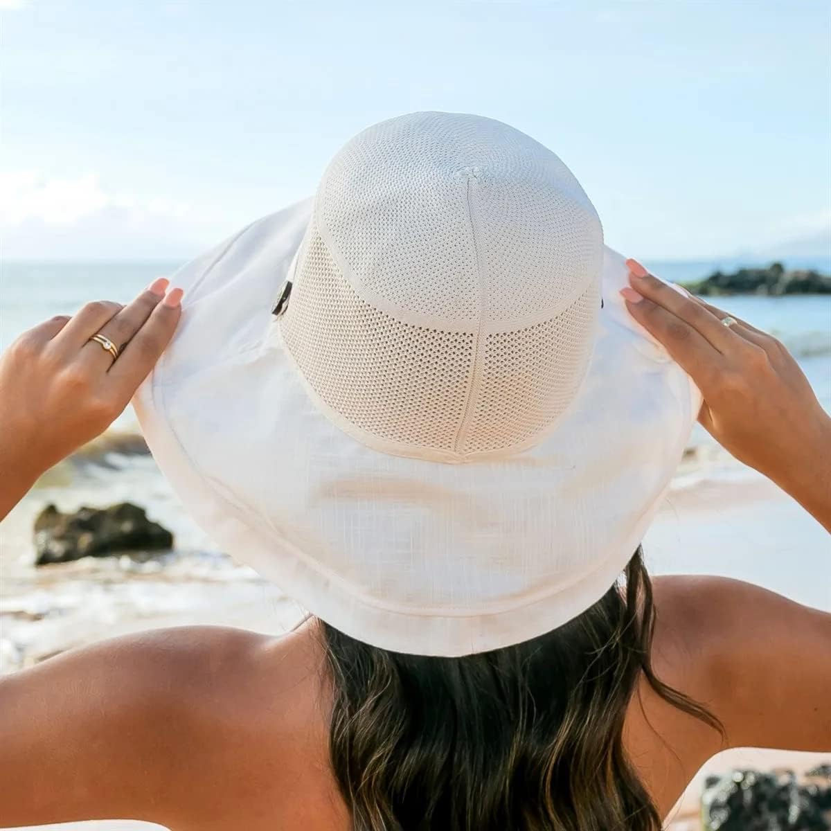 Sombreros de sol de malla para mujer, sombrero de pesca plegable de ala ancha para verano, protección UV, gorra de playa con correa para la barbilla