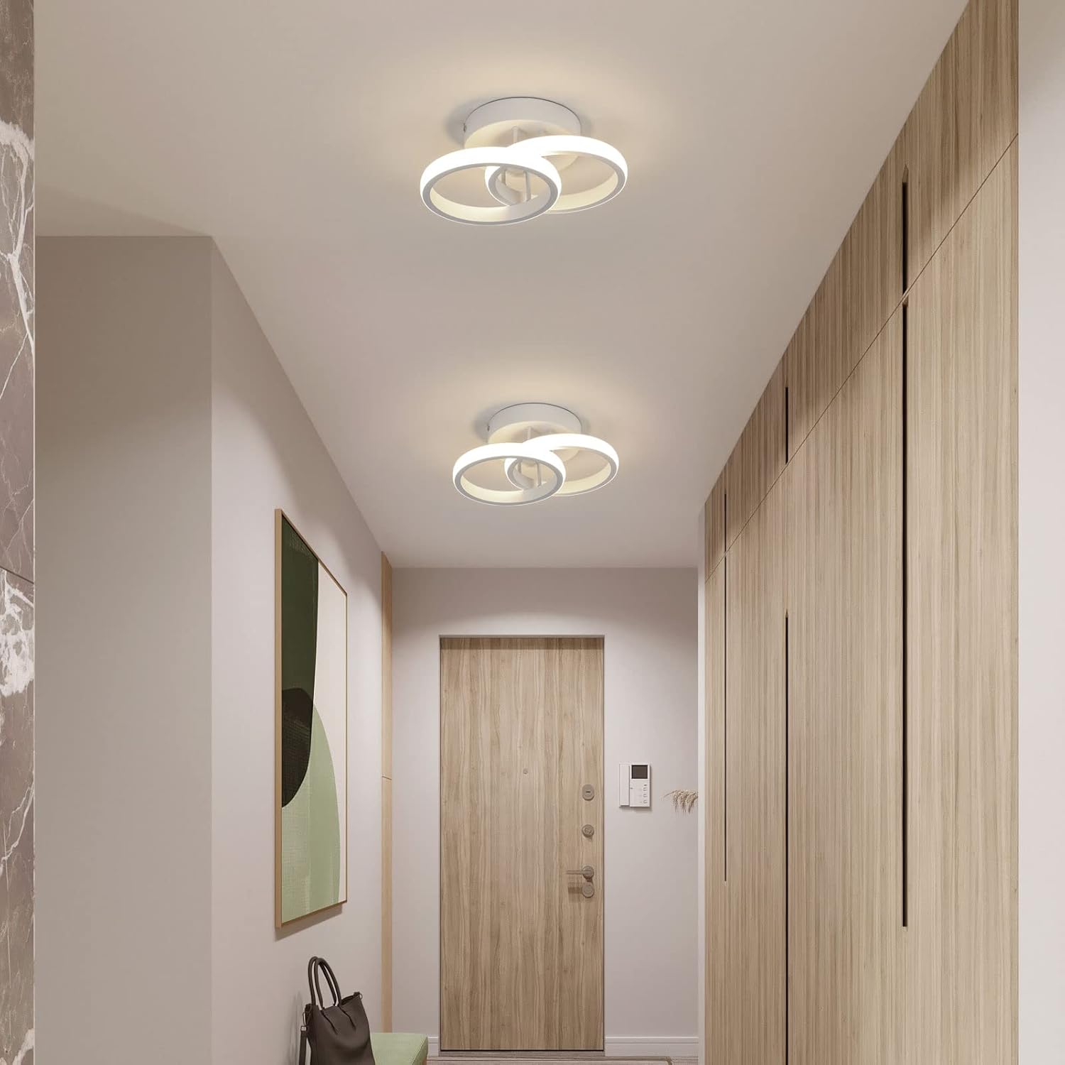 DELIPOP Lámpara de techo LED, luz neutra redonda de 4500 K, moderna lámpara de techo LED de acrílico cerca de luces de techo para pasillo, escalera,