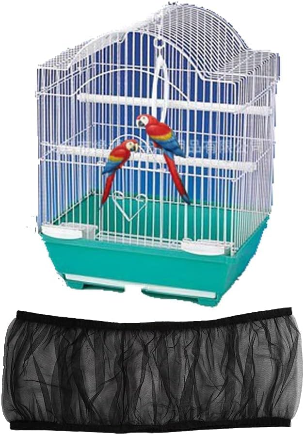 Falda de jaula para pájaros, atrapador de semillas de pájaros de malla, cubierta de red aireada de jaula de pájaros, falda ventilada de nailon