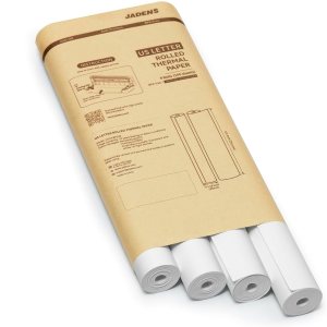 JADENS Papel de impresora térmica de secado rápido tamaño carta de 8.5 x 11 pulgadas, 4 rollos, papel térmico multiusos para impresora térmica JADENS Papel de impresora térmica de secado rápido tamaño carta de 8.5 x 11 pulgadas, 4 rollos, papel térmico multiusos para impresora térmica
