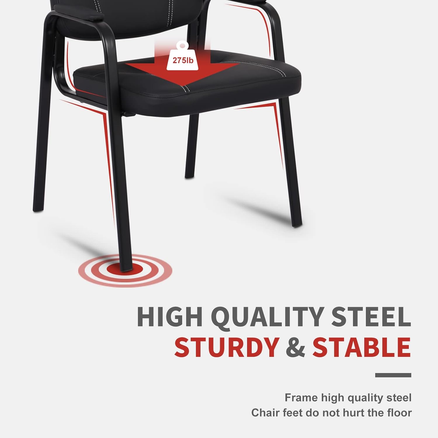 CLATINA Silla de recepción con reposabrazos acolchado de cuero regenerado, silla de invitados de estilo moderno para oficina, reuniones, sala de