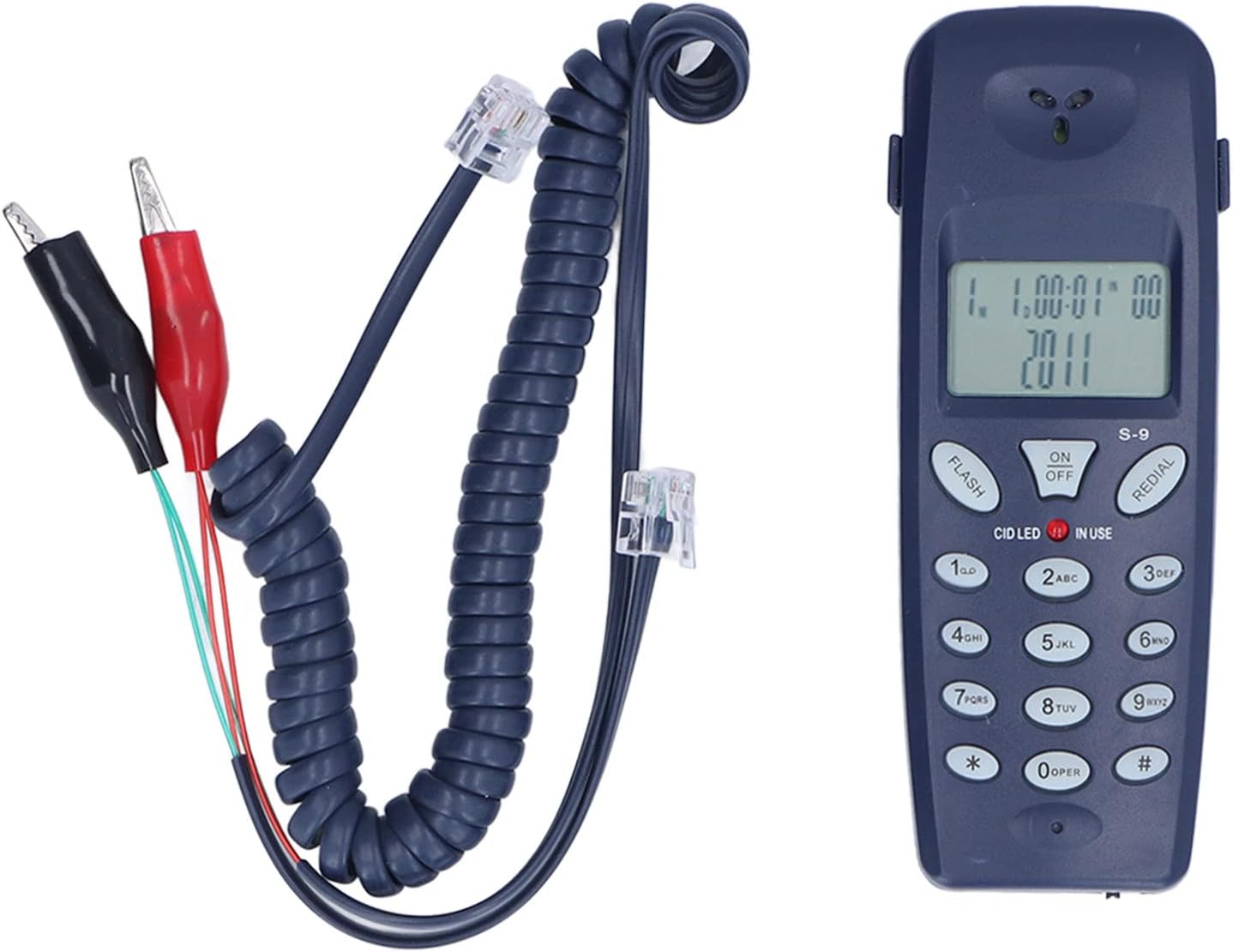 Teléfono con cable, FSK, DTMF Identificador de llamadas Teléfono fijo con cable, con función de pausa de redireccionamiento, visualización de fecha