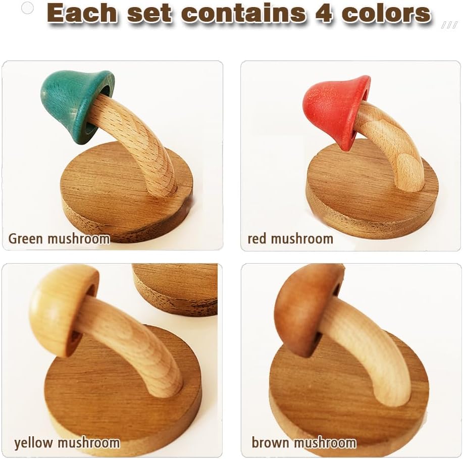 Fun – Gancho de madera con forma de hongo para abrigo, gancho de madera maciza no perforado, gancho de puerta de baño para cocina, baño, guardarropa