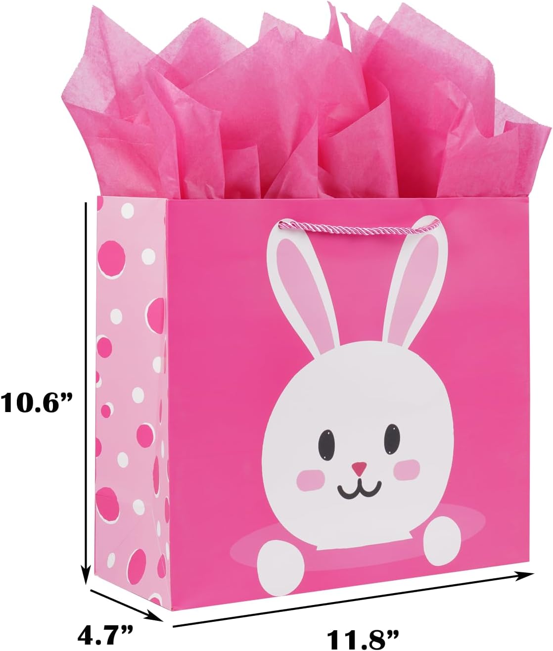ysmile Bolsa de regalo con papel de envoltura para parrillas, fiesta de cumpleaños infantil, bolsa de papel rosa con asas para baby shower, conejo