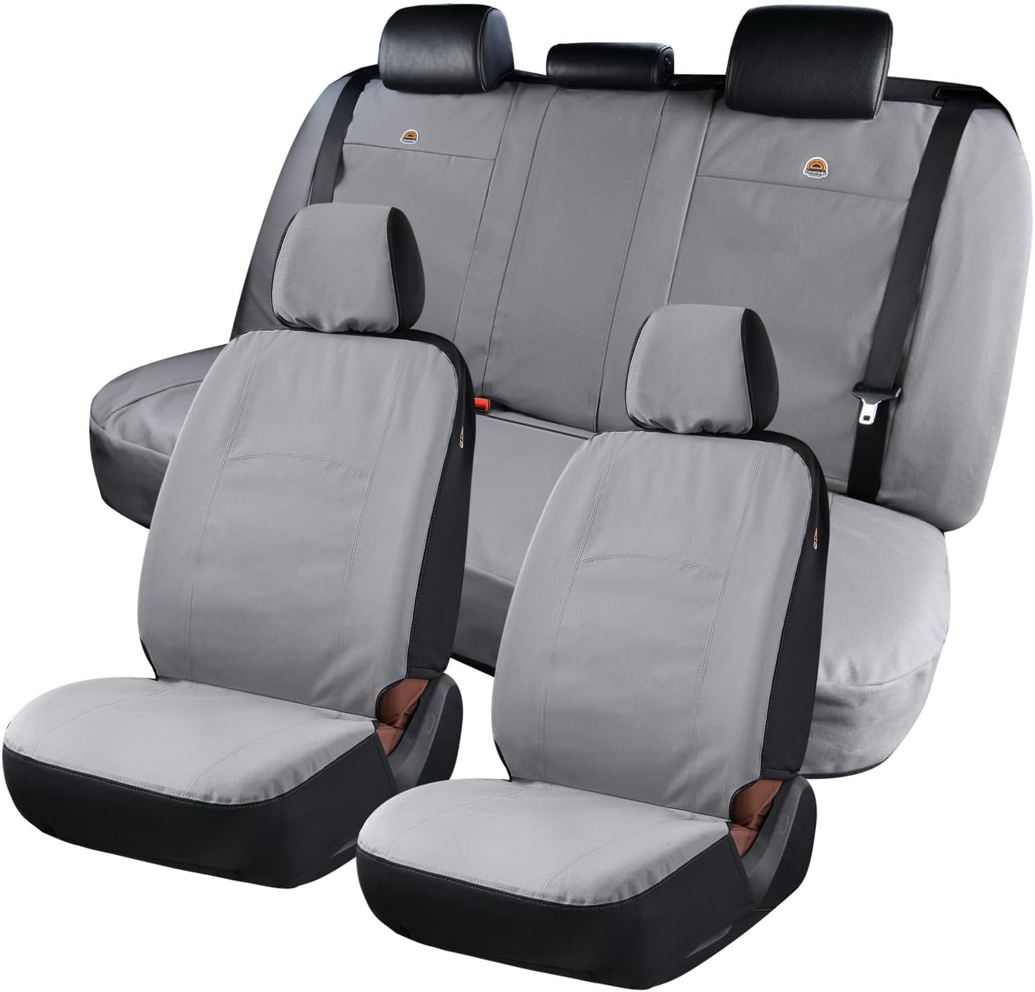 Coverado Fundas de asiento de automóvil delanteras, fundas de asiento universales de lona para automóviles, paquete de 2 cojines de asiento de