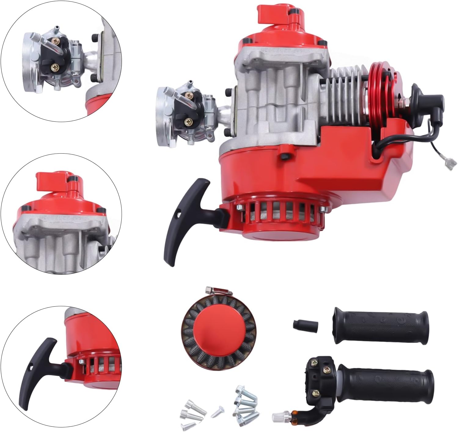 CNCEST Kit de motor de motor de 2 tiempos de 49 CC, motor de arranque de 6 dientes para 2 tiempos 49CC Pocket Bike Mini Dirt Bike ATV Scooter