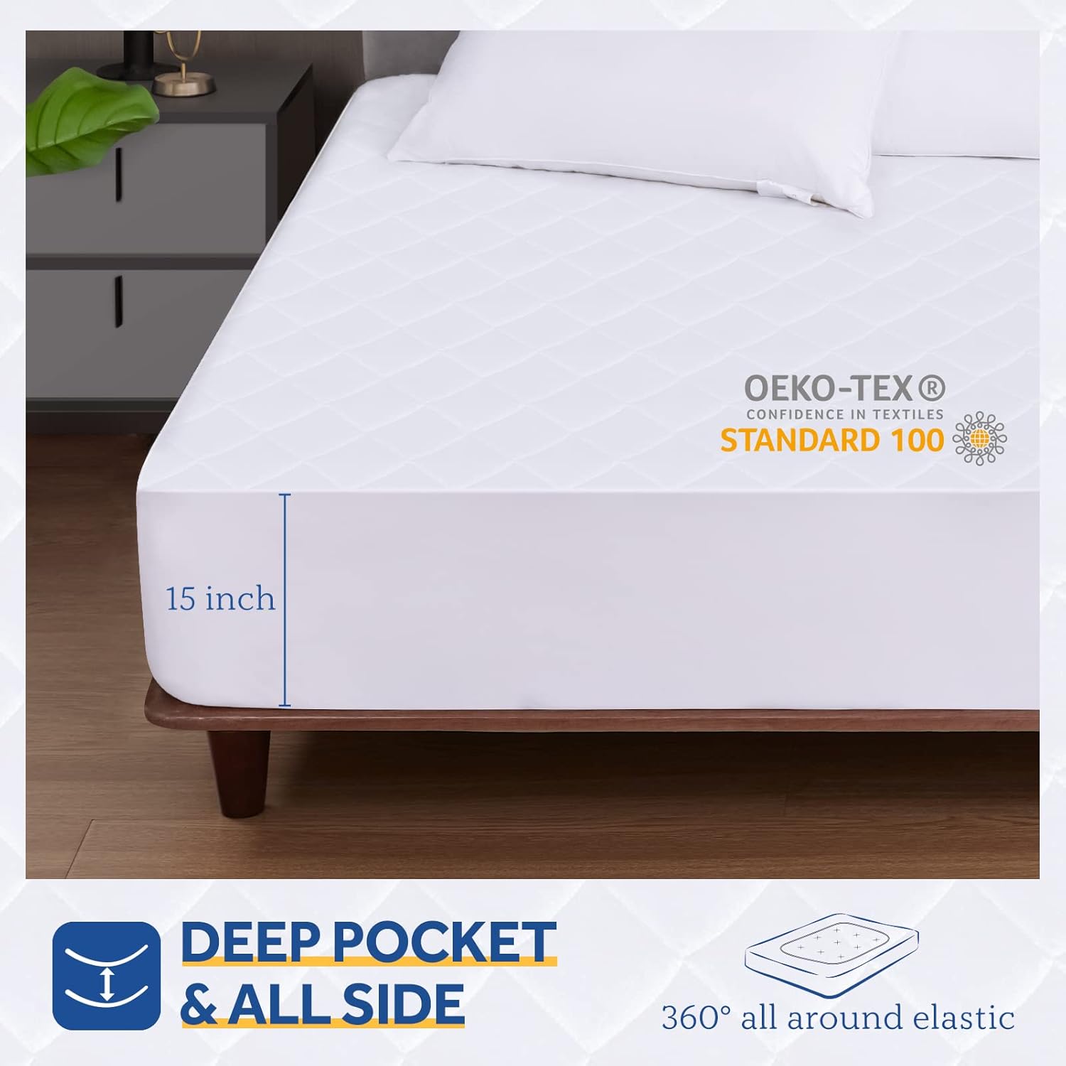 Sealy Protector de colchón térmico tamaño individual, calentador de cama eléctrico de mezcla de algodón con controlador inalámbrico de 10 ajustes de