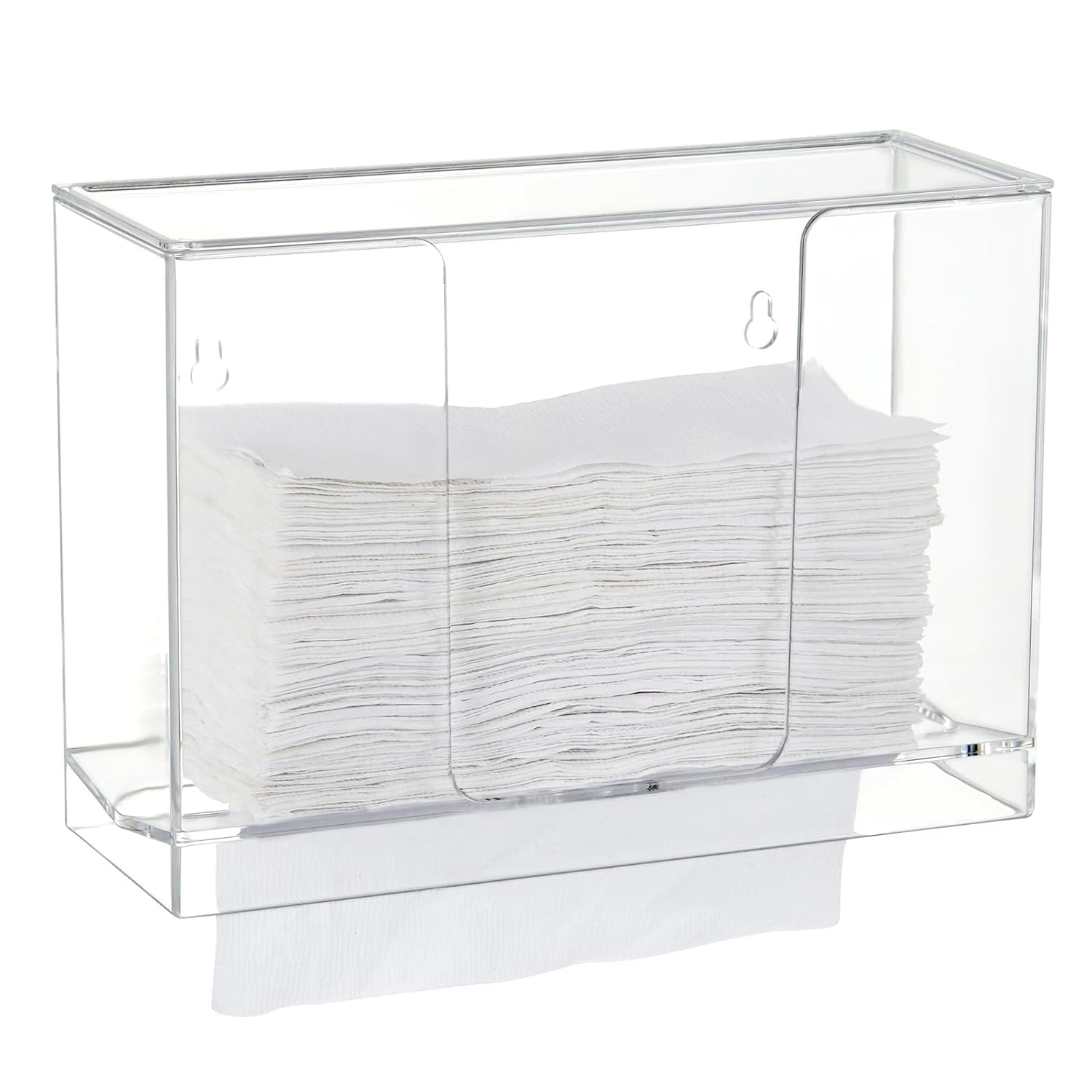 Dispensador de toallas de papel para montaje en pared, dispensador de toallas de papel multipliegue transparente con tapa, adecuado para toallas de