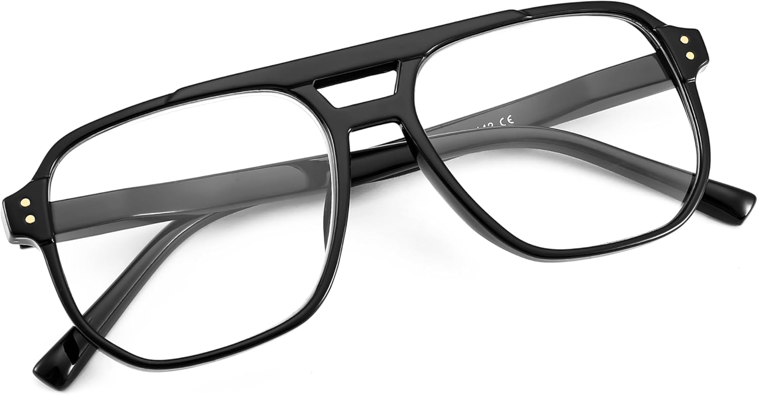 FEISEDY Retro Aviador Lectura Gafas Mujeres Hombres Azul Bloqueo Luz Lector Plástico Ligero Marco B0071