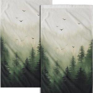 Green Misty Forest – Juego de 2 toallas de mano suaves para cara de invitados, decoración de baño, toallas finas para cocina y platos de té Green Misty Forest – Juego de 2 toallas de mano suaves para cara de invitados, decoración de baño, toallas finas para cocina y platos de té