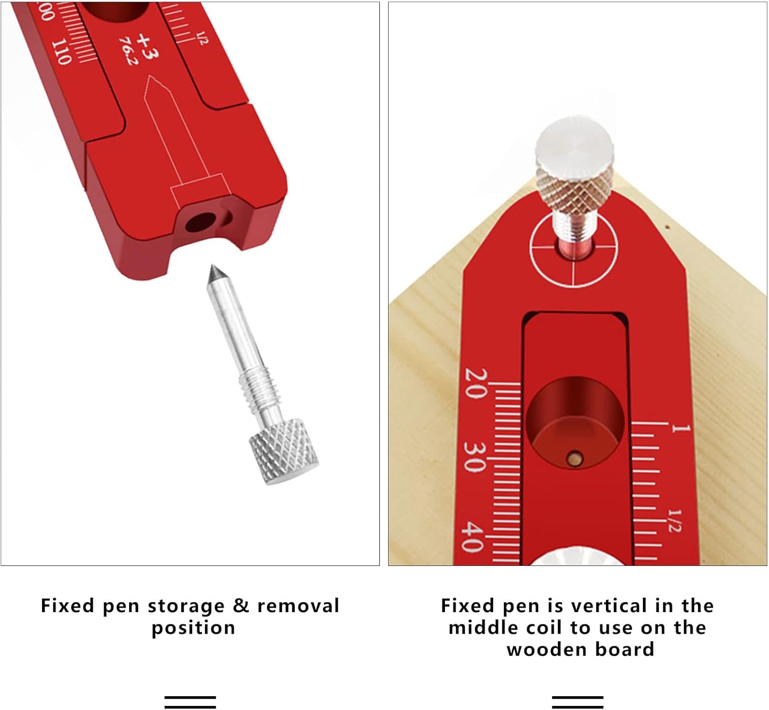 Scriber de brújula de carpintería de aleación de aluminio, ajustable métricapulgada redonda dibujo arco círculo regla marcado medidor herramientas