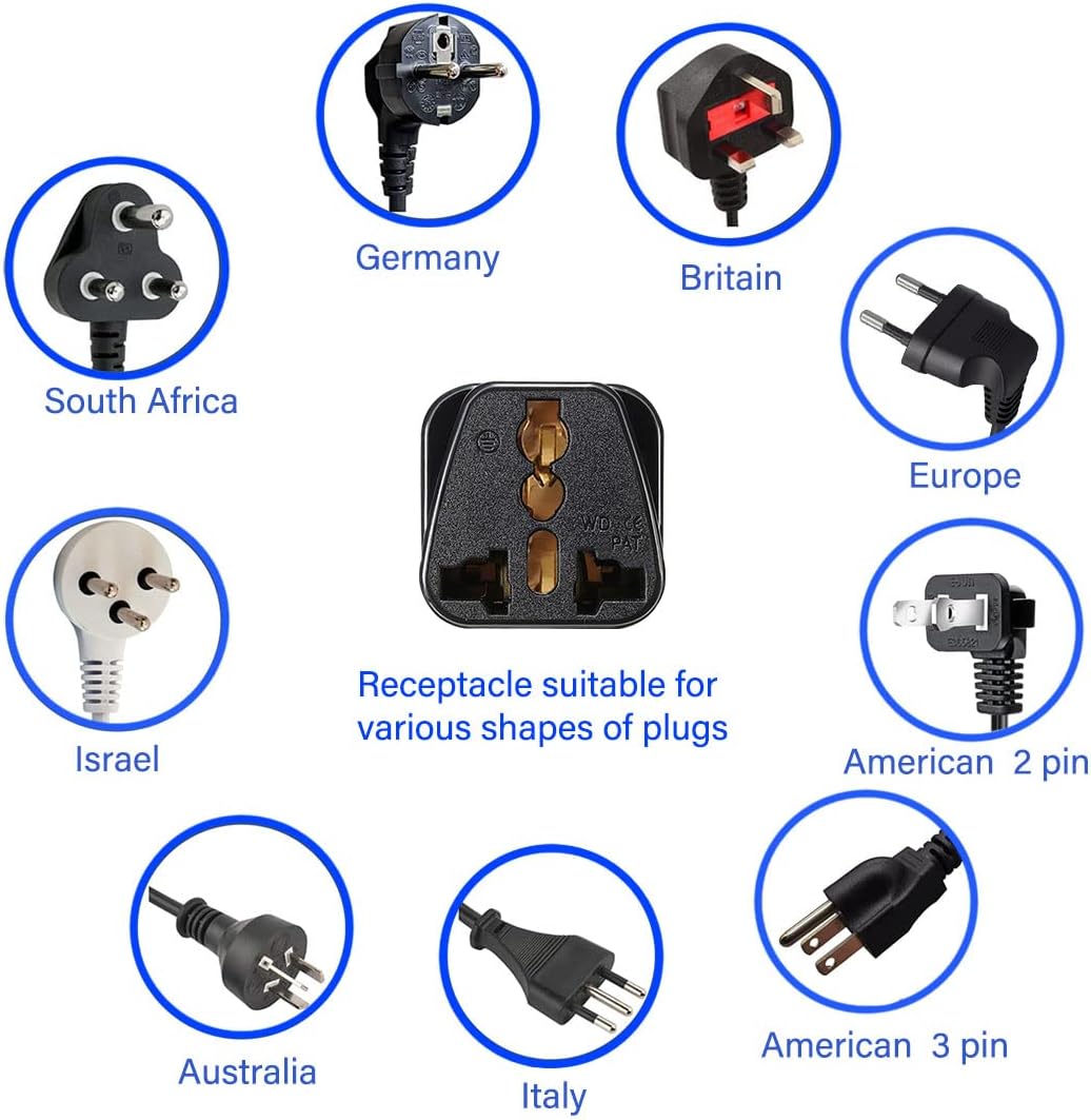 Adaptador de enchufe de viaje de Sudáfrica, 2 unidades, Sudáfrica Big 3 Pins Tipo M Adaptador de corriente de viaje Enchufe Sudáfrica Adaptador
