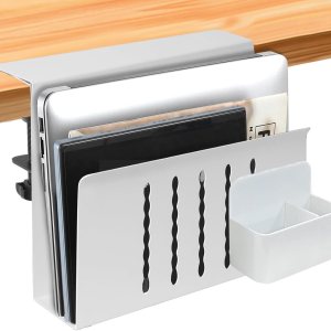 Almacenamiento lateral de escritorio, soporte vertical para laptop debajo del escritorio, organizador de escritorio colgante sin taladros, bandeja Almacenamiento lateral de escritorio, soporte vertical para laptop debajo del escritorio, organizador de escritorio colgante sin taladros, bandeja