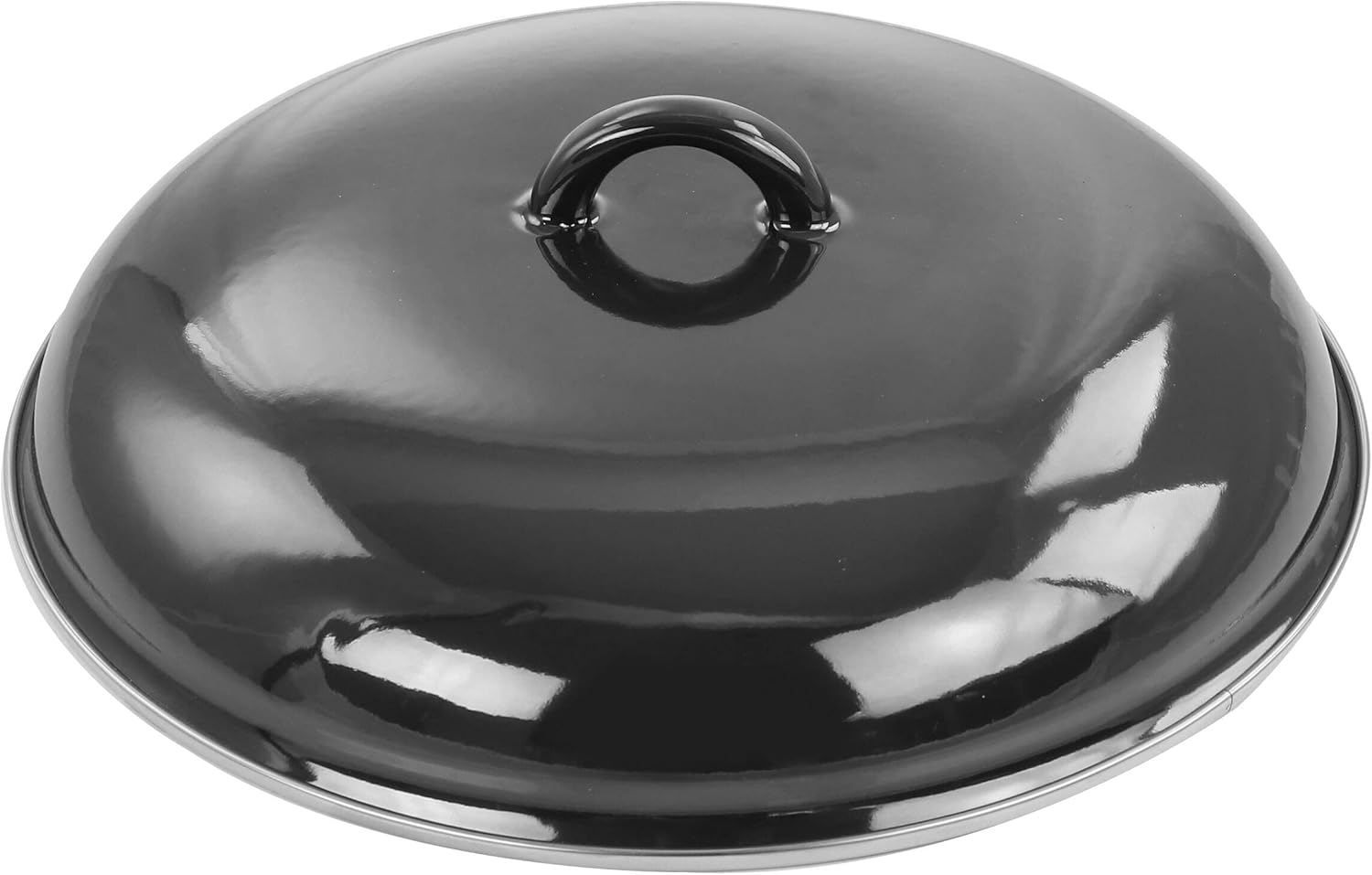 Olla de acero esmaltada de 12 cuartos con tapa negra