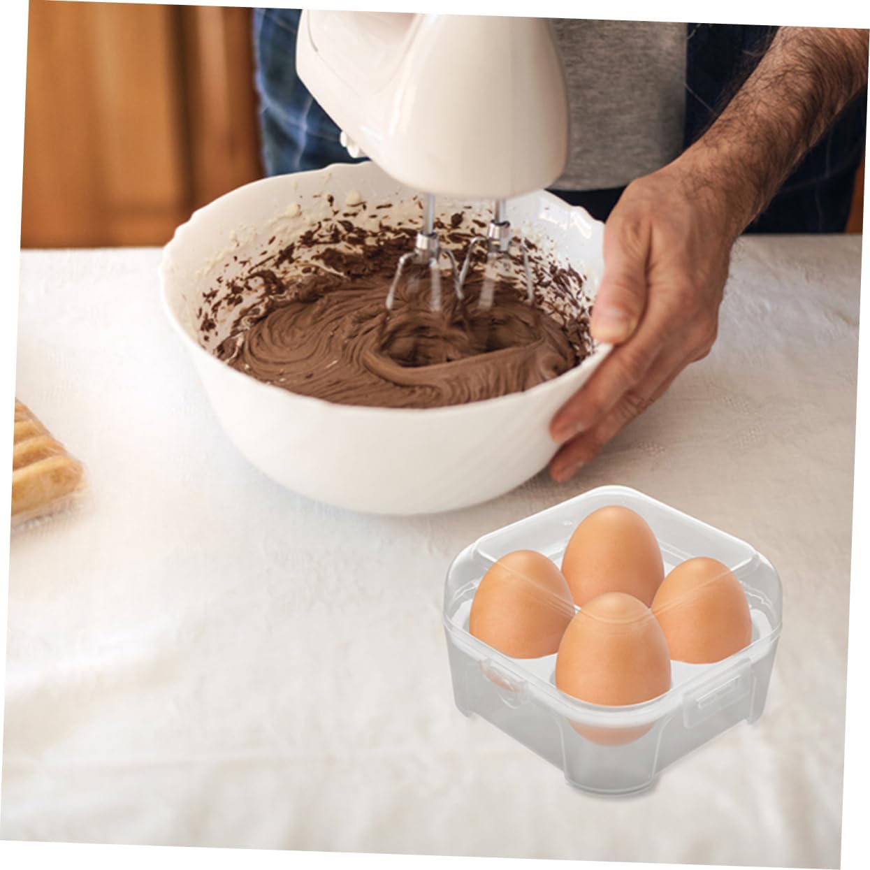 KJHBV Caja de 2 piezas de 4 cajas de almacenamiento de huevos de rejilla para acampar nevera Cartones de huevos de plástico Caja de almacenamiento